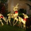 Christmas Decoration Metal Family Deer Christmas Decor Iron Art LED Lighted Christmas Lighted Reindeer for Yard Patio Lawn Decor
