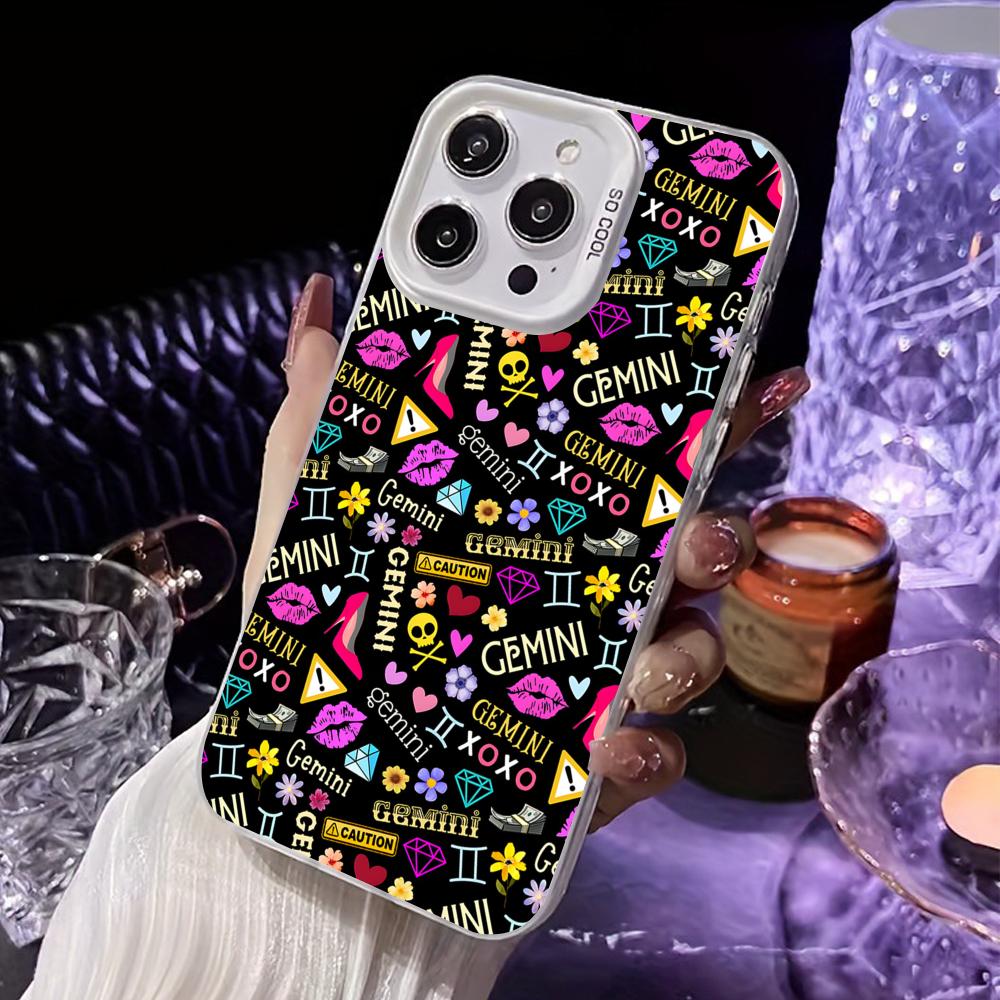 Zodiac Sign Gemini Mobile Phone Case for iPhone 17 16 15 14 13 12 11 X XR XS 8 7 Air Pro Max Plus White Translucent Cover