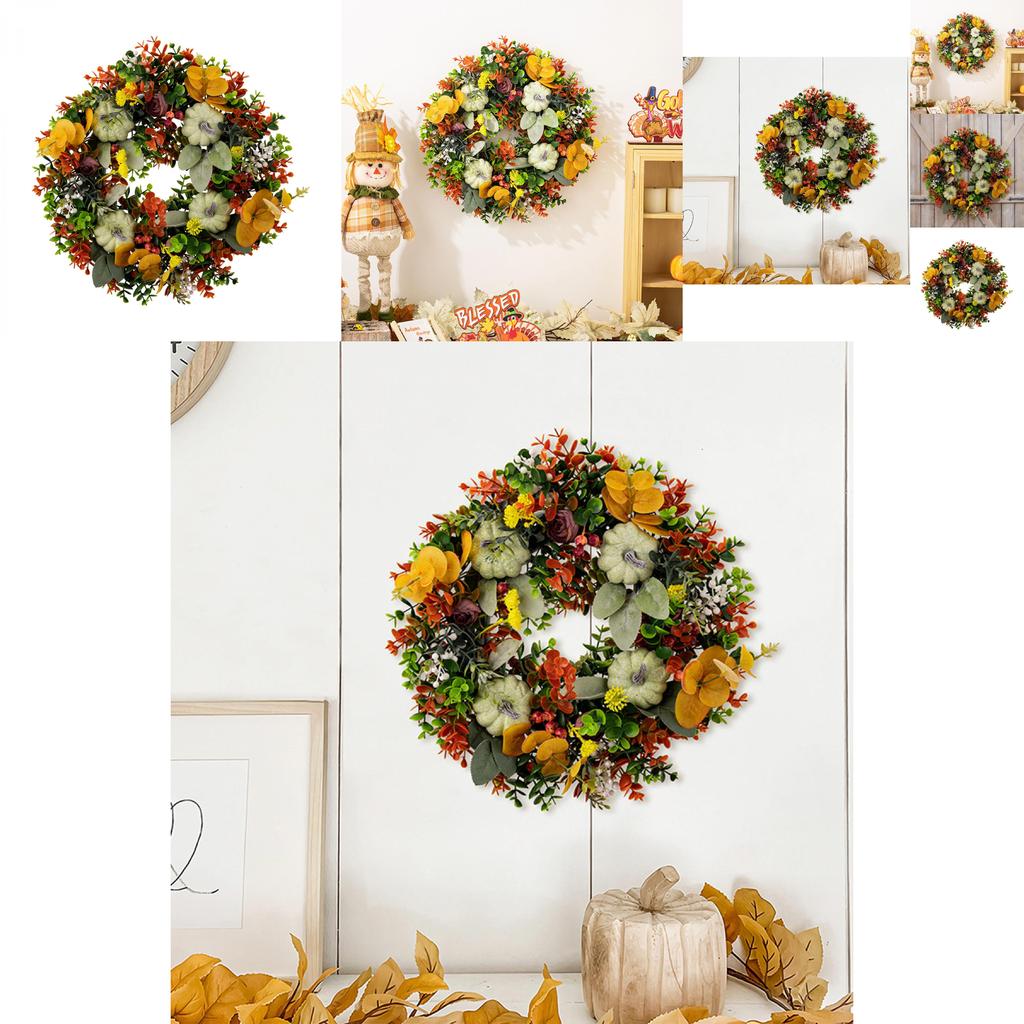 Wunderschöner 40 cm Eukalyptus-Kürbiskranz für traditionelle Thanksgiving-Dekoration