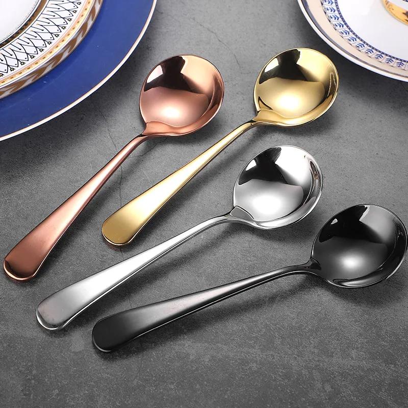 304 Stainless Steel Tea Ice Cream Dessert Spoon Dinner Teaspoon Coffee Soup Spoons Tableware Kitchen Accessories Dining Gifts