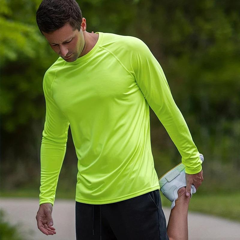 Long Sleeve T-shirt Men'sProtection Quick Dry Breathable Sunscreen T-shirt Hiking Fish Performance Tops
