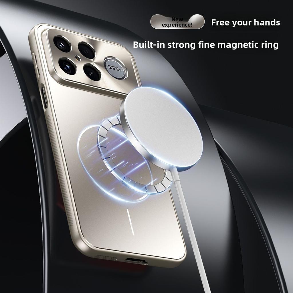 Custodia di Ricarica Magnetica Superficie Lucida Lussuosa AG Opaca Per POCO F8 Ultra F8 Pro Bumper Paraurti Metallico Anti-Caduta Copertura Protettiva