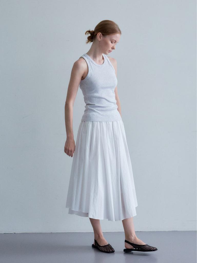 Nobeu Asymmetrical Shirred Skirt_White