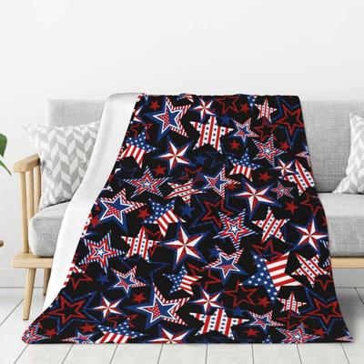 American Stars and Stripes Flag Printed Blanket for Sofa Bed Travel Camping Living Room Office Conditioning Blanket