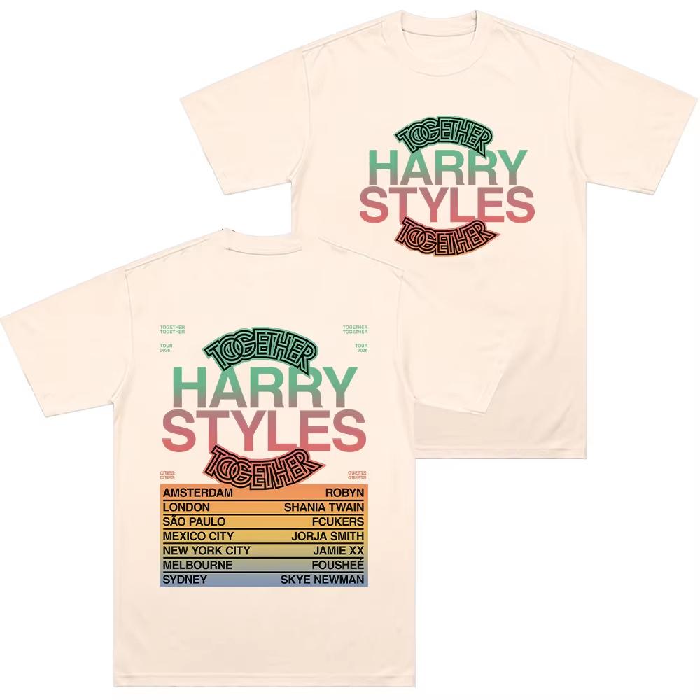 Harry Styles Tour Collection Tshirt Round Neck Cotton Material Short Sleeve Fashionable for Ladies and GentleUnisex