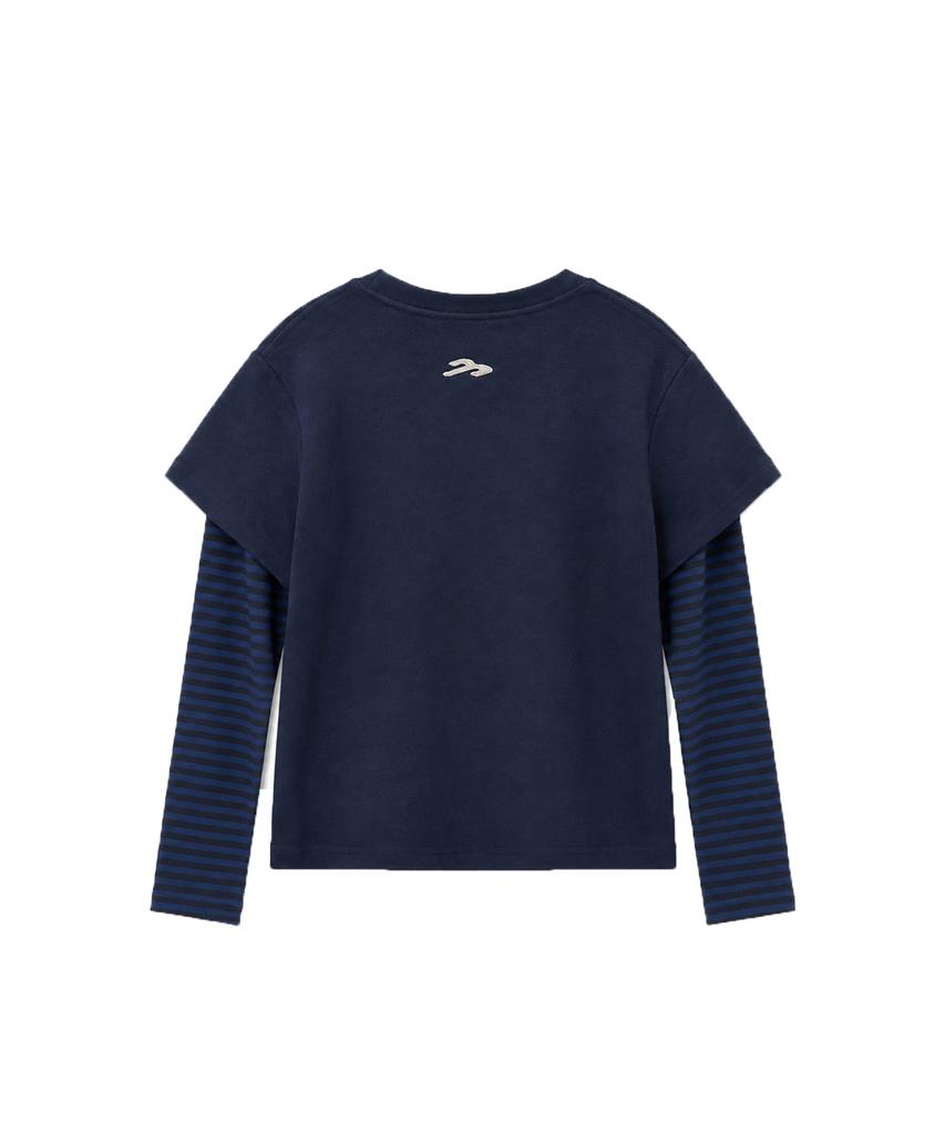 TANSANMAGNESIUM Rabbit Button Layered Long Sleeve (Navy)