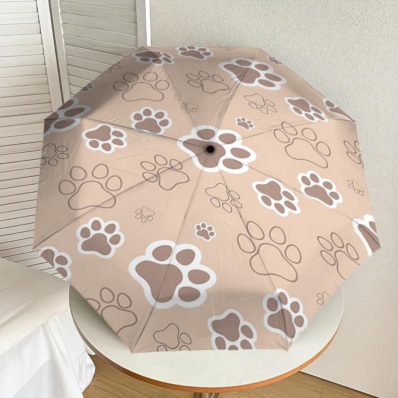 1PC Paw prints Umbrella-8-Rib Reinforced Portable Folding Travel Suitable for All Seasons Outdoor Daily Use-J372