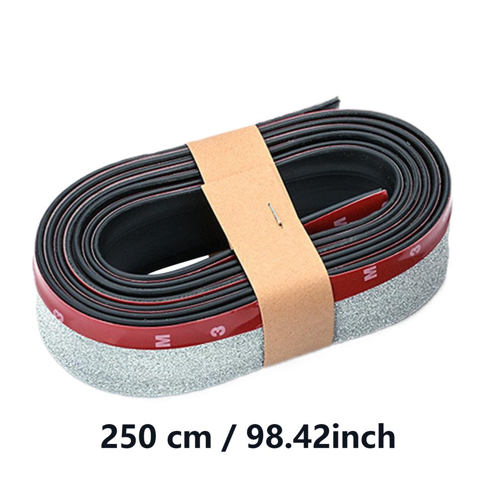 2.5m Car Bumper Lip Splitter Protector Front Bumper Rubber Lip Strip Anti Scratch Protector Car Exterior Moulding Accessories серебряный