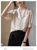 National Style New Chinese Jacquard Button Down Mulberry Silk Shirt for Women's 2026 Summer Temperament Versatile V-neck Small Shirt Top