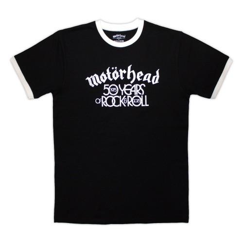 Motorhead Unisex Adult 50 Years Text Lock Up Ringer Text T-Shirt