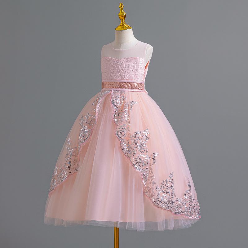 Girls' Sequin Lace Flower Girl Wedding Dress