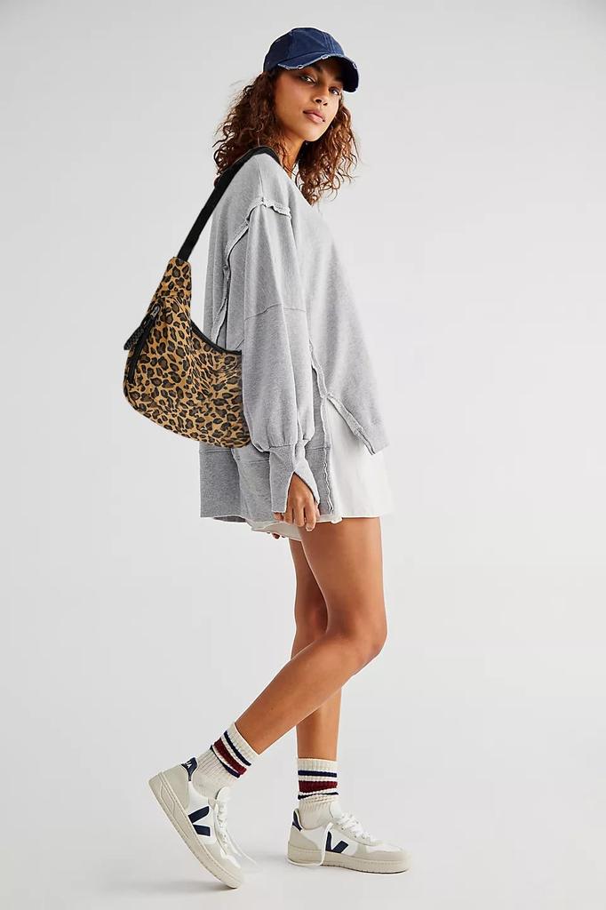 GSenhui Crescent Bag for Women - Half Moon Nylon Dumpling Sling Crossbody Bag with Multi-Pockets for Travel - Side Hobo Shoulder Bag, Leopard-Brown,