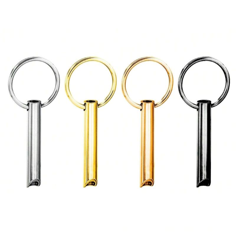 Stainless Steel Meditation Pendant Keychain Charm Practical Breathing Whistle Keyring for Stress Relief and Relaxation