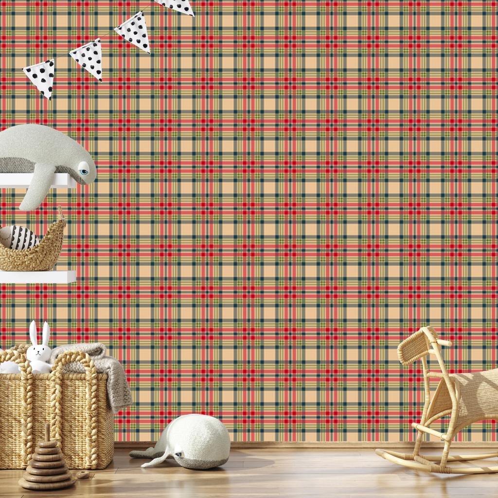 Christmas Autumn Plaid Wallpaper Red and Brown 50x1000
