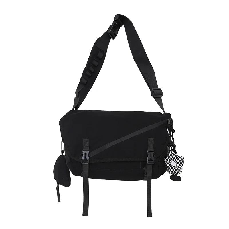 

Вместительная наплечная сумка для женщин, унисекс, сумка кроссбоди, монохромный нейлон