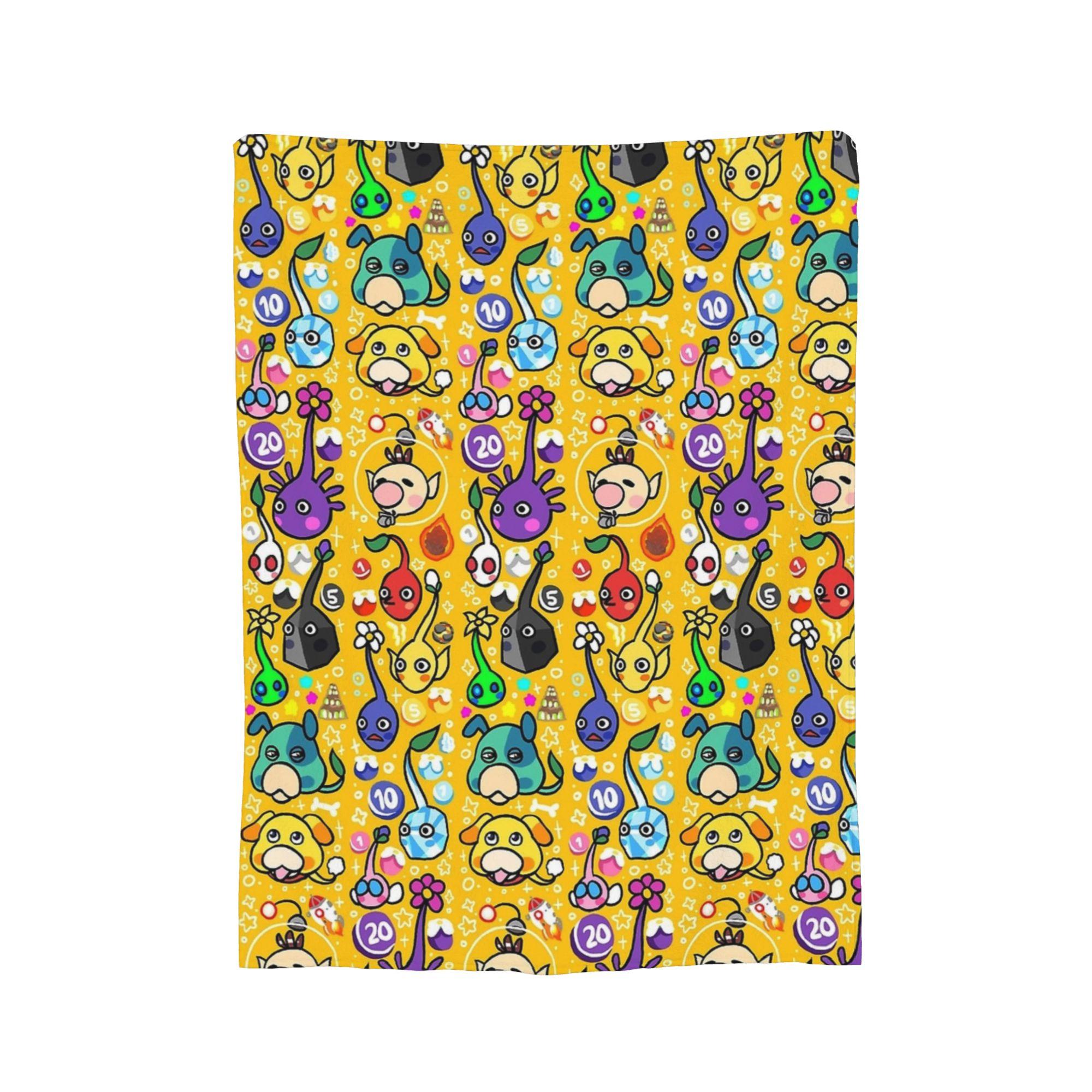 Game Cartoon Cute Pikmin Blanket Flannel Textile Decor  Multi-function Soft Throw Blanket for Sofa Outdoor Rug Piece 30x40in