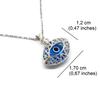 Mystic Jewels - 925 Sterling Silver Glass Evil Eye Drop Shape Filigree Pendant Silver Chain (Eye Shape), Glass, Not Applicable