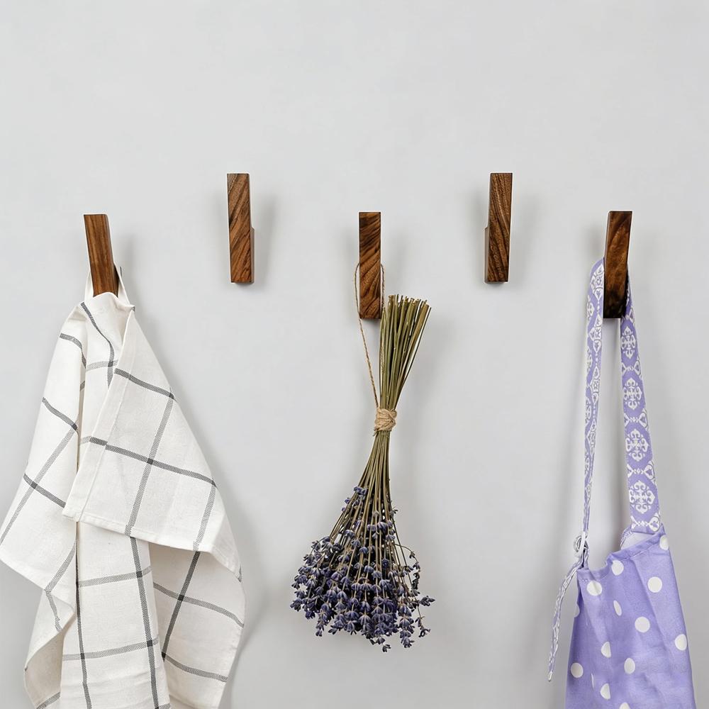 Natural Wooden Coat Hooks Clothes Robe Handbag Hanger Hook for Hanging Scarf Towel Rack Home Decor Wall Mounted Hook Organizer