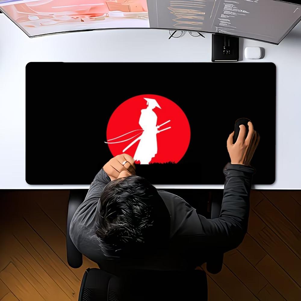 Japanese Samurai Red Sun XXL Large Gaming Mouse Pad Non-Slip Rubber Desk Mat Keyboard Pad Computer Deskpad Gamer Accessories