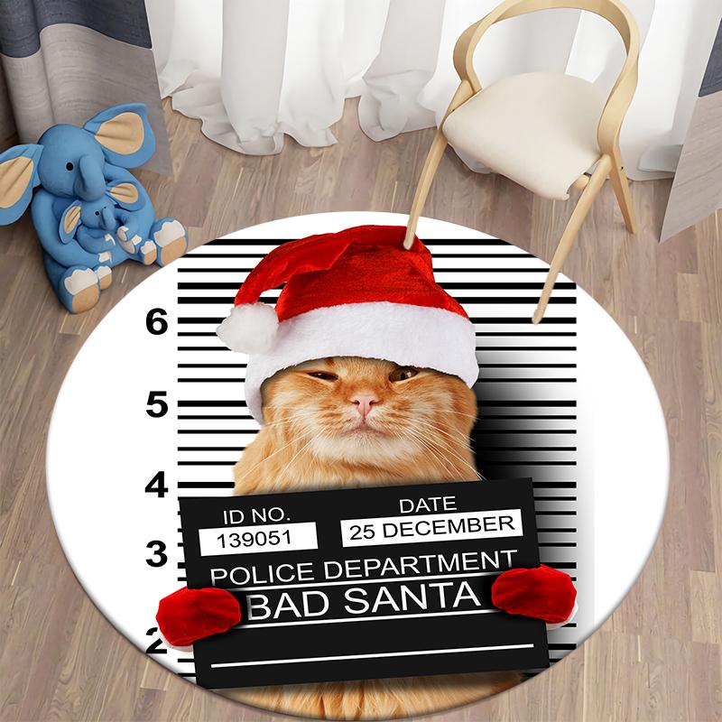 Bad Dog Cat Print Muster Runder Teppich Bodenmatte Home Wohnzimmer Sofa Schlafzimmer Bodendekoration Polyester Teppich