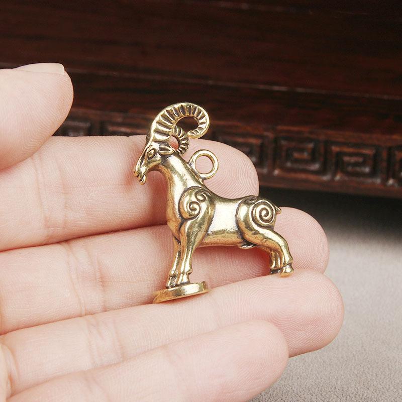 Chinese Zodiac Goat Sculpture Step On Money Sheep Figurine Brass Animal Statue Desktop Ornament Wealth Fengshui For Home Decor