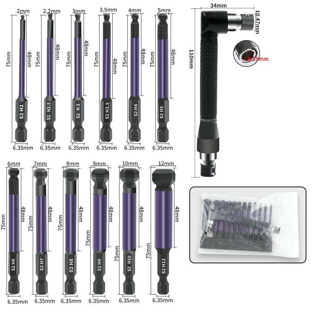 1/4 Inch Hex Shank Ball End Hex Bit with Double-ended Socket Hexagonal Screwdriver Bit