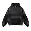 Unisex Oversized Hooded Sweatshirt 360g Washed Distressed Gradient Spray-Dyed Streetwear Winter