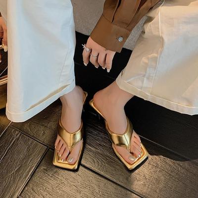 The Sense of High-end Is Full of Toe Drags, of Course, It Is the Love of Girls~ 2025 Summer Square Head High Heels, Beautiful Slippers