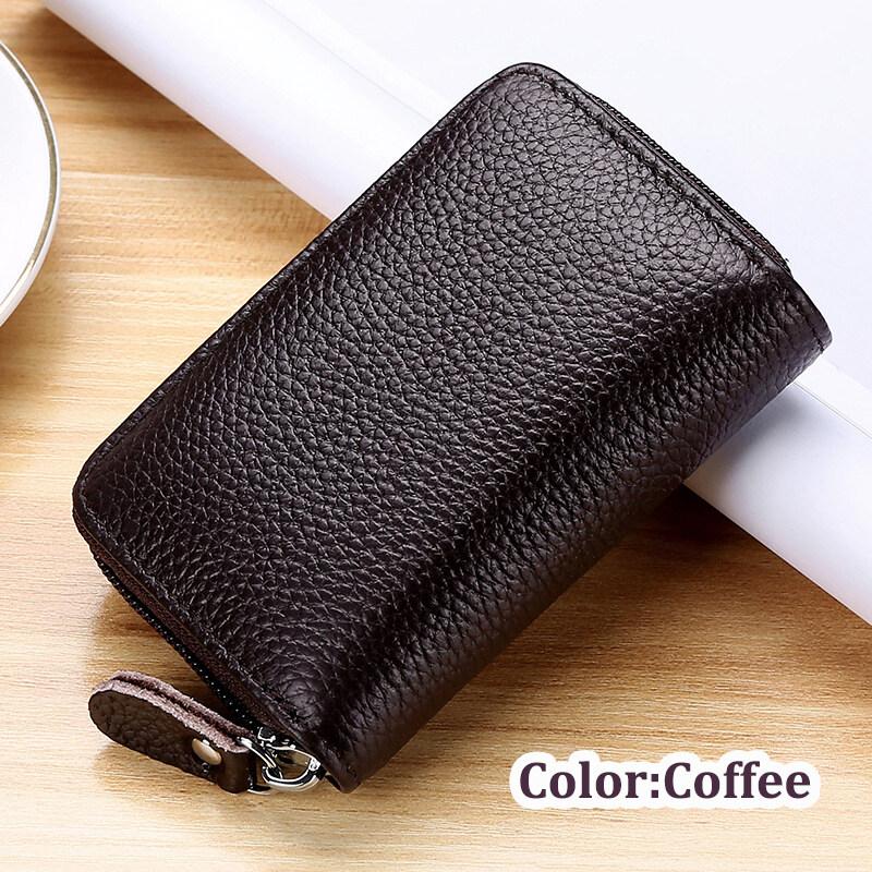 Geantă de mână din piele naturală pentru carduri de credit, pentru bărbați și femei, pentru carduri VIP, pentru ID, subțire, cu fermoar, pentru afaceri, pentru organe