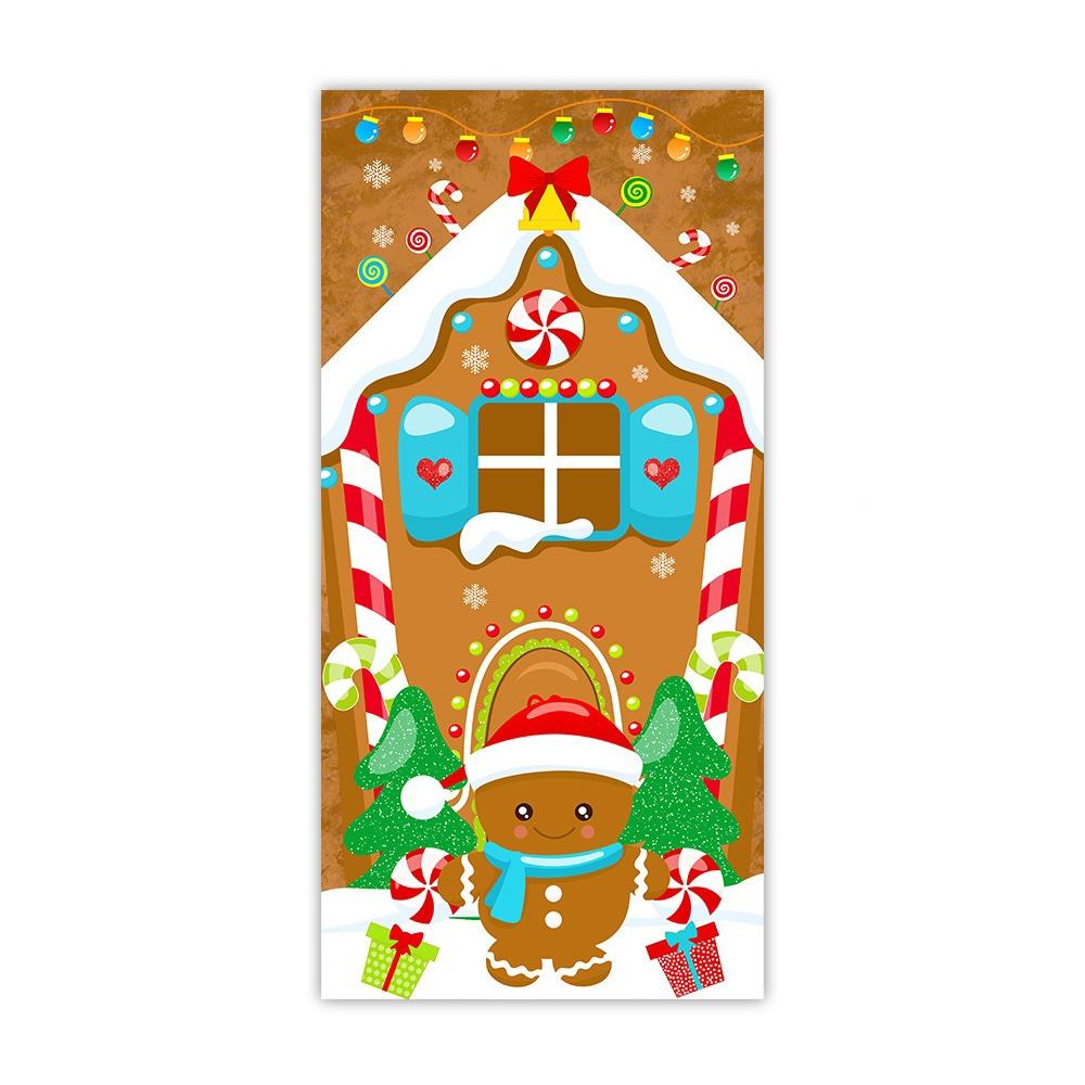 Ornaments Santa Claus Decoration 90x185cm Christmas Door Cover Christmas Hanging Cloth  Porch Home