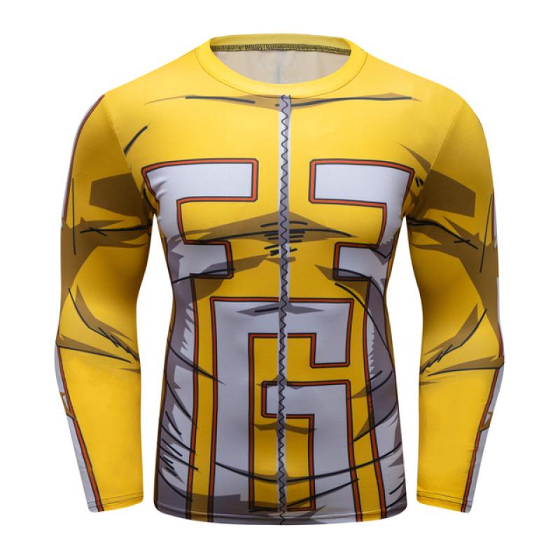 Anime 3D potištěná trička Pánská kompresní trička s dlouhým rukávem Fitness trička Móda Tenké punčochové kalhoty Tričko Mužský cosplay kostým