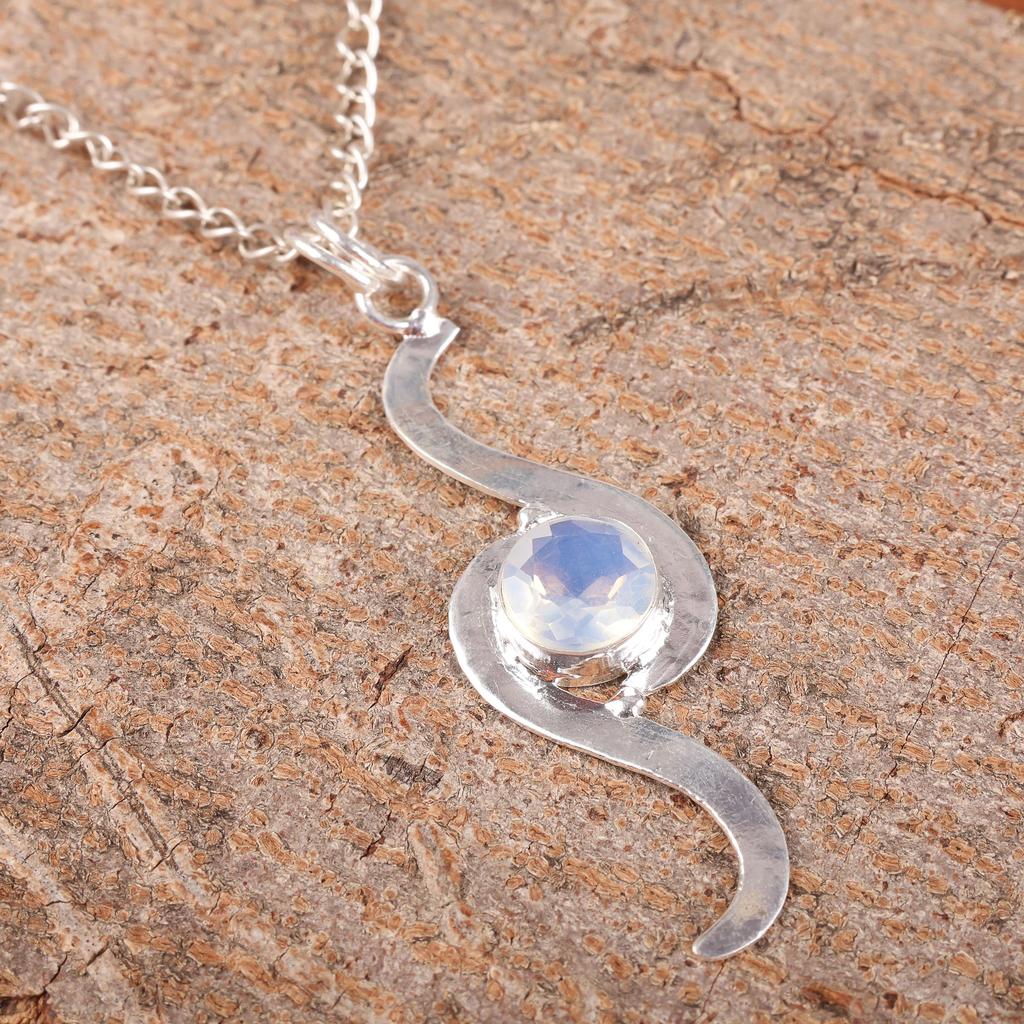 Milky Opal Jewelry, Handmade Silver Beautiful Pendant, 925 Solid Sterling Silver Jewelry, Meditation Pendant Gift For Grandma