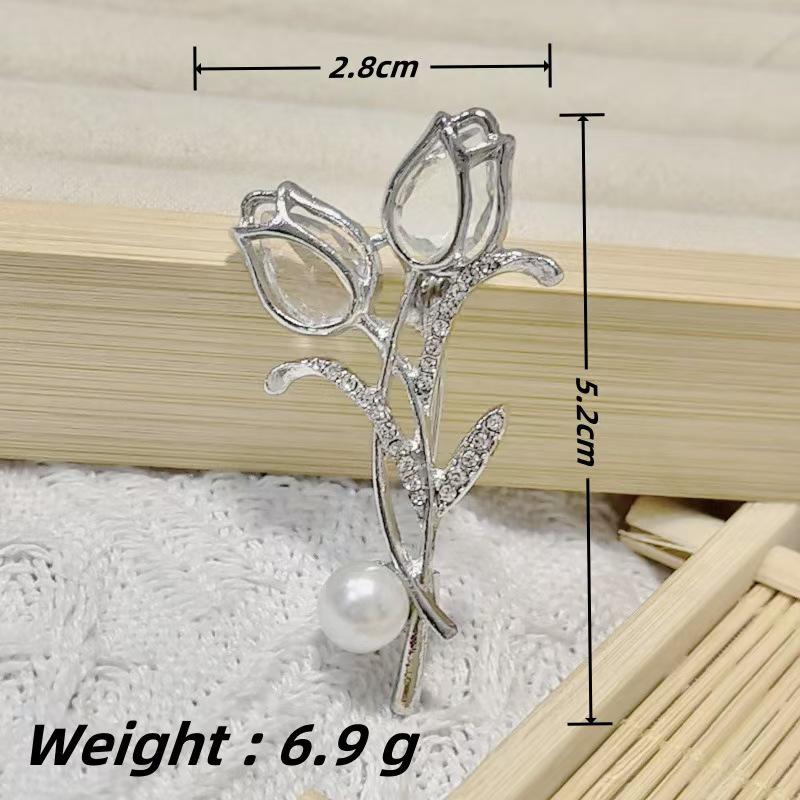 High-End Tulpen Strass Brosche und Schalspange