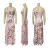European and American Women's Printed Strapless Dress, Sleeveless, Slimming, and Fashionable for Women