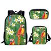 Classic Novelty Parrot Bird Pattern 3D Print 3pcs/Set School Bags Laptop Daypack Backpack Inclined Shoulder Bag Pencil Case