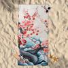 Artistic Plum Blossom Patterns Beach Towel Decor Quick Dry Pool Towel for Travel Swim Bath Camping Adults Kids Accessories