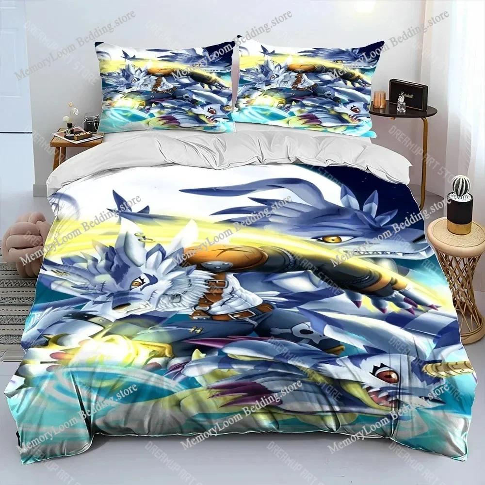 Digimon Adventure Monster Bedding Set,Boy&Girl Duvet Cover Pillow Case Gift, Home Bedroom Quilt Set Large King