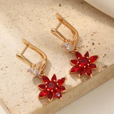Pendientes Colgantes de Flor de Circonita Sintética para Mujer 2025 Nueva Moda Boda Fiesta Pendiente Joyería Accesorios Regalos