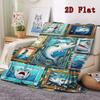 Fish Art Collection 2D Flat Pattern Flannel Blanket, High Quality All Seasons, Home Decor, Warmth and Comfort, Perfect for Christmas Gifts.