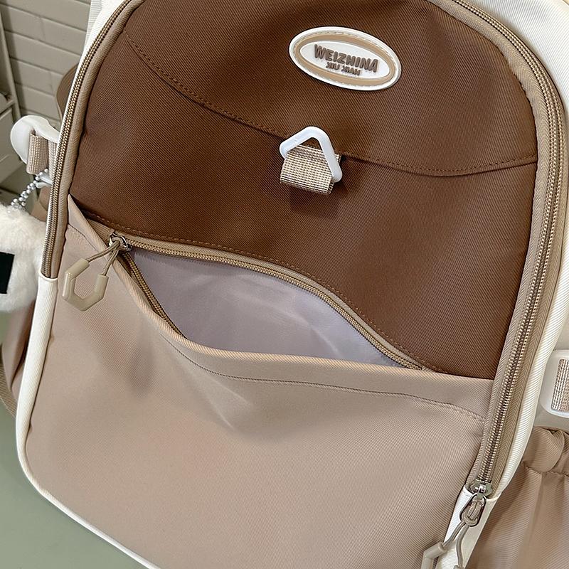 Color Block Large Capacity Junior High School Student Women's Backpack