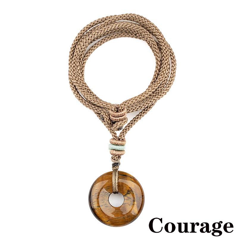 

Natural Tiger Eyes Amethyst Stone Necklace Unisex Handmade Braided String Adjustable Positive Energy Healing Neck Accessories