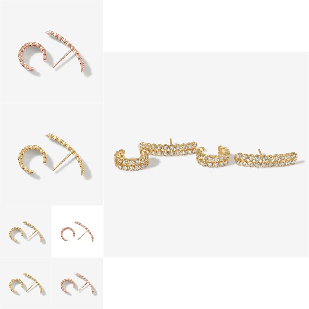 Stilvolles Set Geometrische Ohrringe und Ohrclips in Gold, Silber und Roségold-Beschichtung für Damen, Einzigartiges und Modernes Design