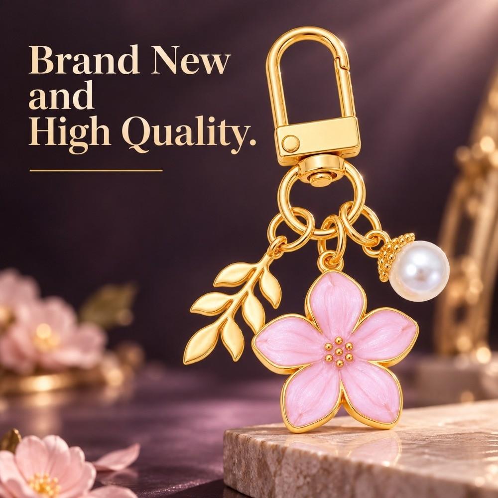 Enamel Flower Flower Keychain 3D Flower Ball Sakura Keychain Romantic Key Ring Girls Women