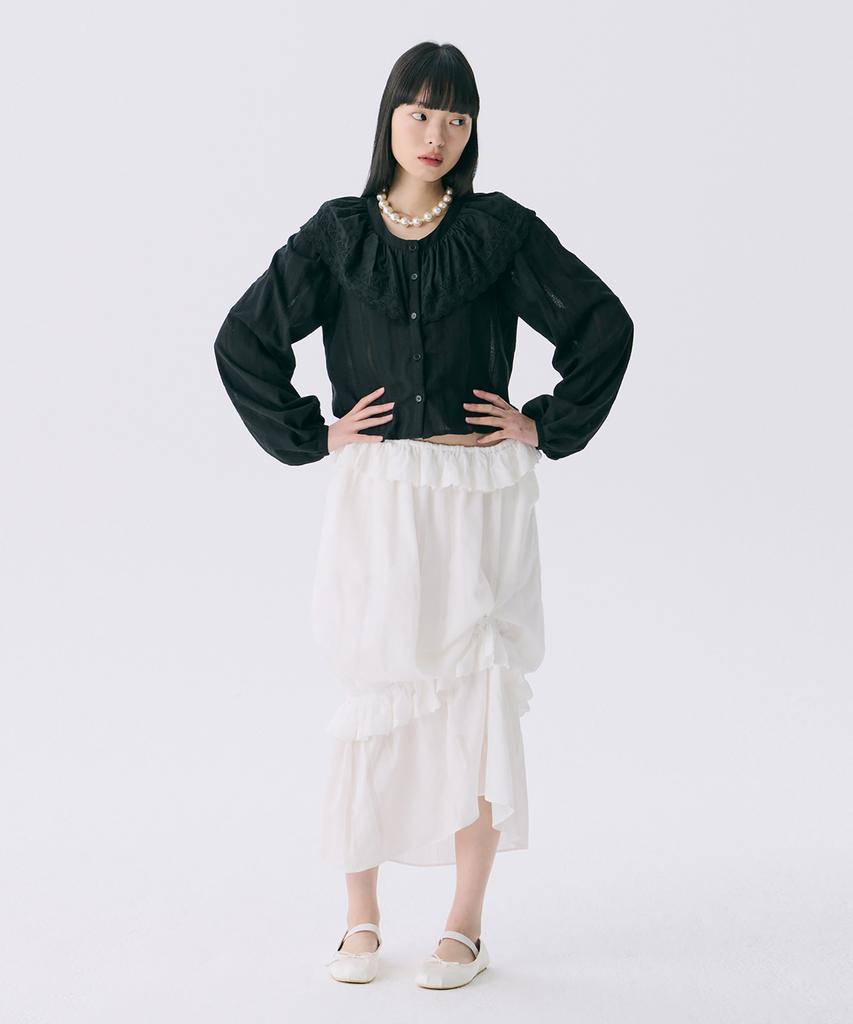 JUNEJUNE SPACE Vol12. Ruffle Blouse_Black(Vol12. Ruffle Blouse_Black)