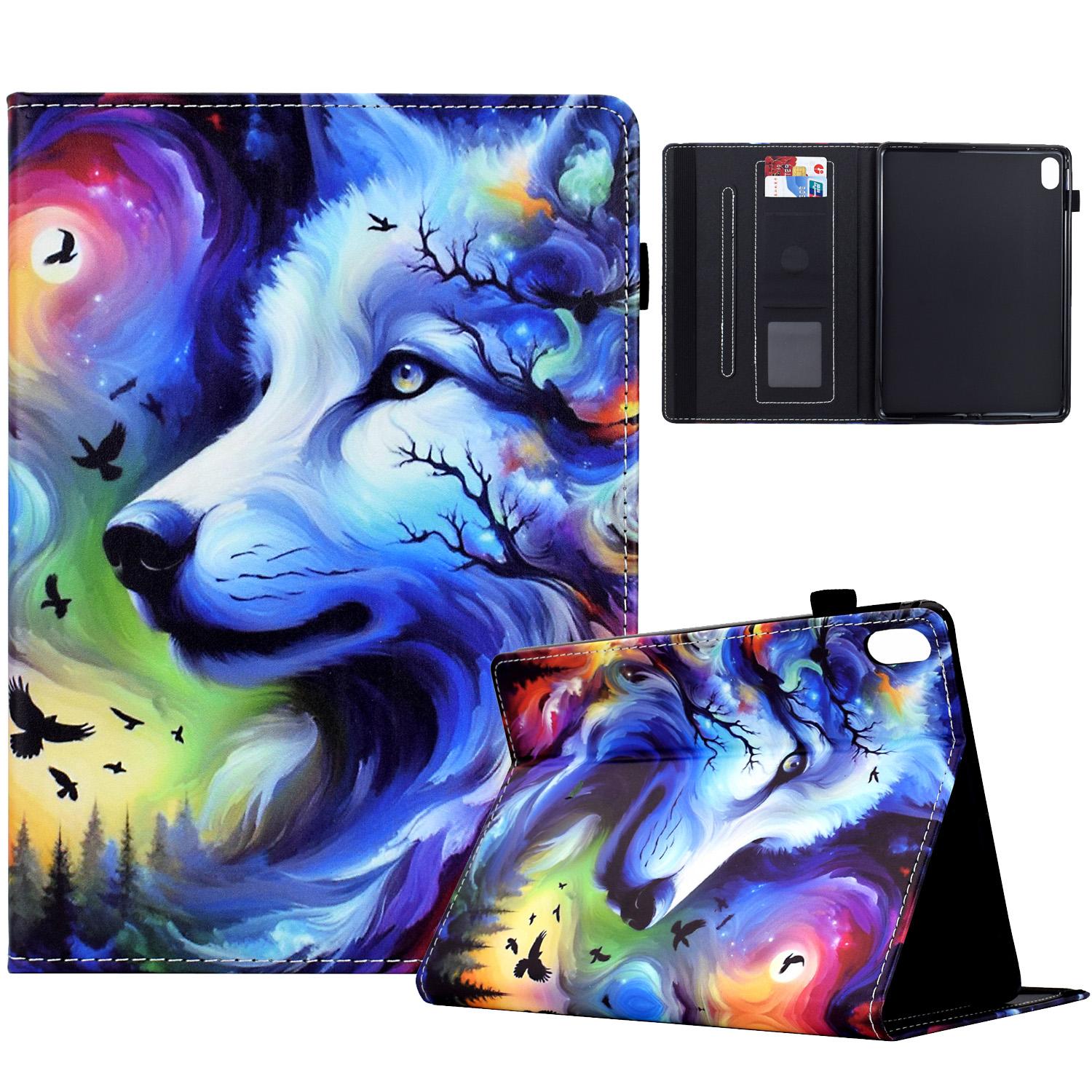 

For Xiaomi Redmi Pad 2 Case Pattern Printing Leather Tablet Cover with Card Holder Star Wolf