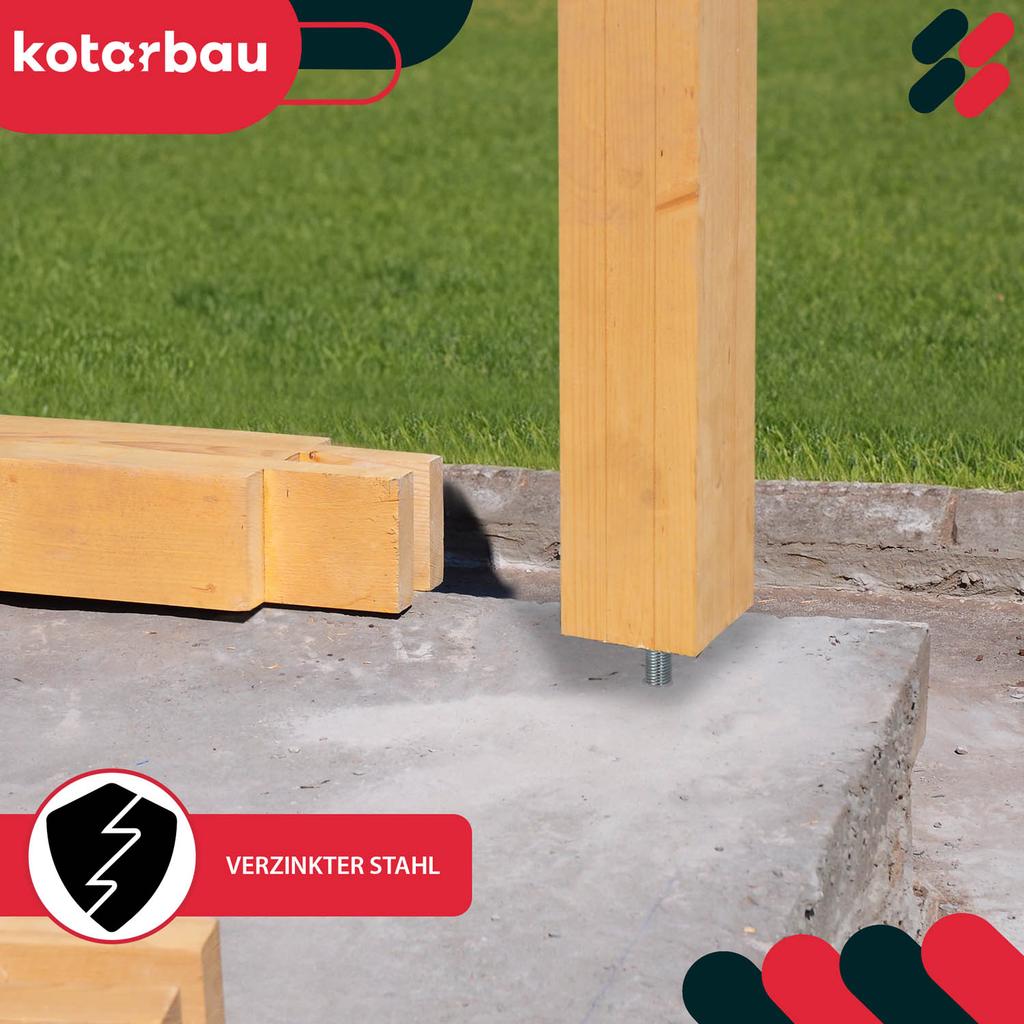KOTARBAU® Vertically Adjustable Steel Post Base Anchor for Gazebos, Shelters, Fences 80 x 330 mm Set of 2
