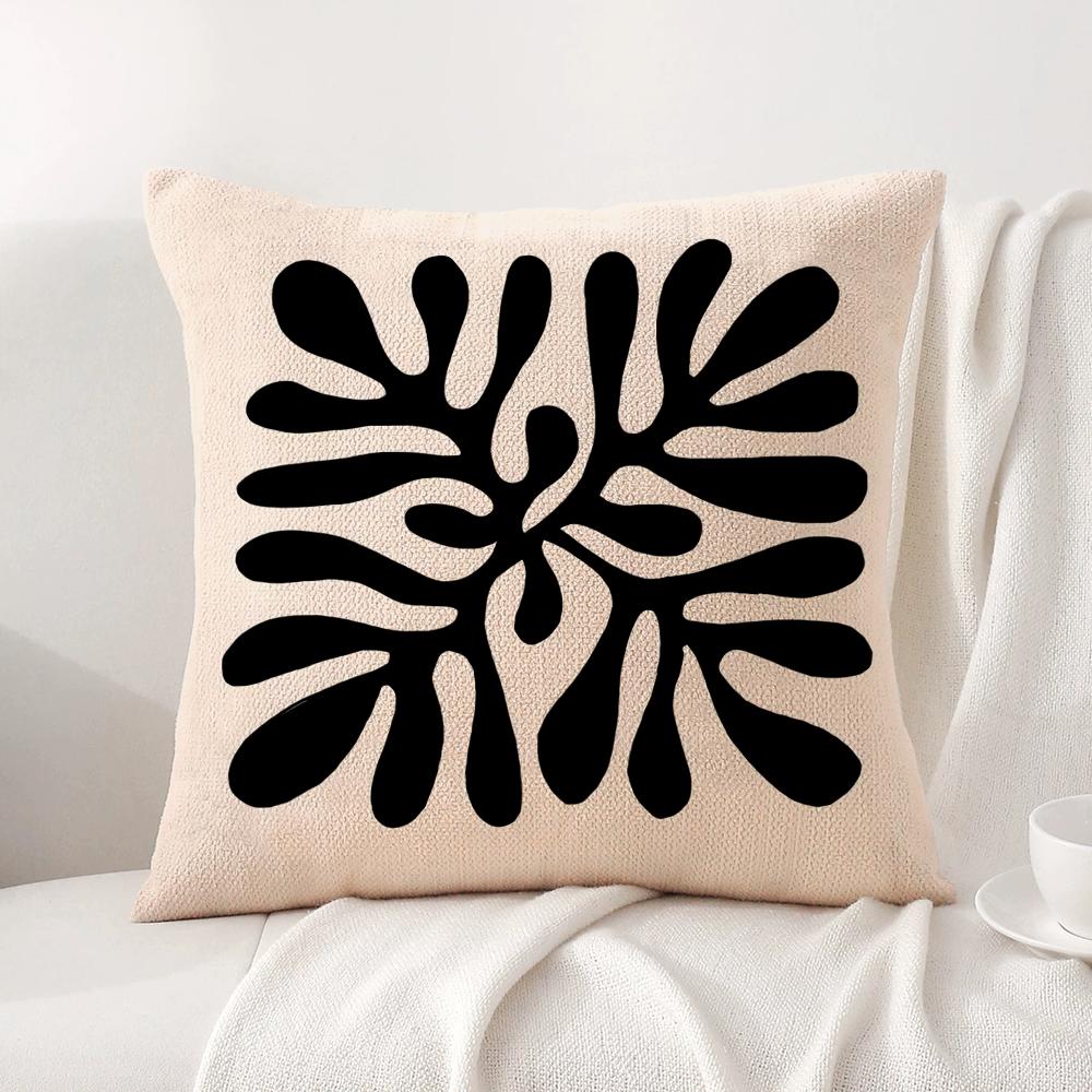 Classic Modern Flowers Cushion Cover Summer Coolness Linen Fabric Double-Sided Printing Pillow Case Sofa Home Decor Gift