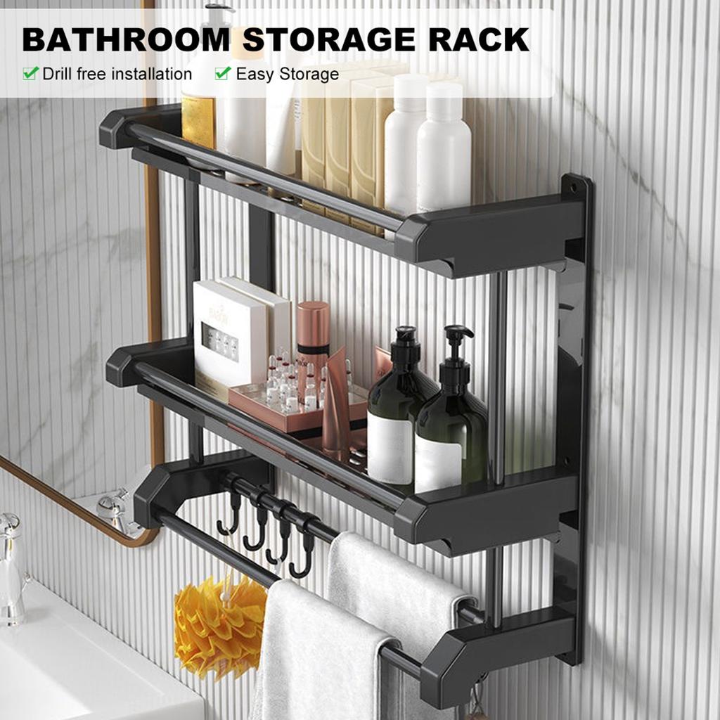 Bathroom Storage Rack Wall mounted Stainless Steel Towel Rack for Toilet Bathroom Kitchen Hanging Accessories Double