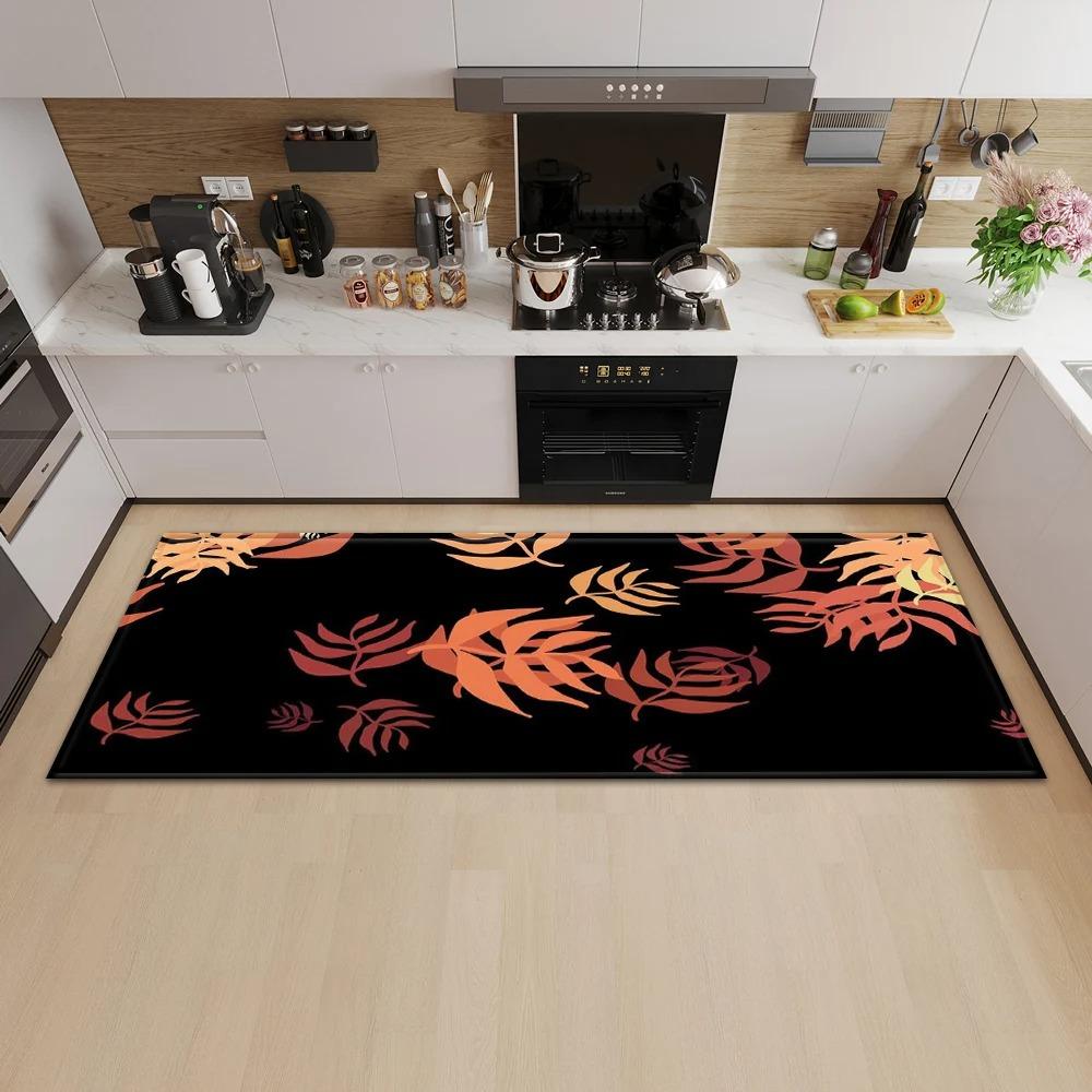 Tropical Plant Illustration Pattern Home Kitchen Floor Mat Door Front Decoration Floor Mat
