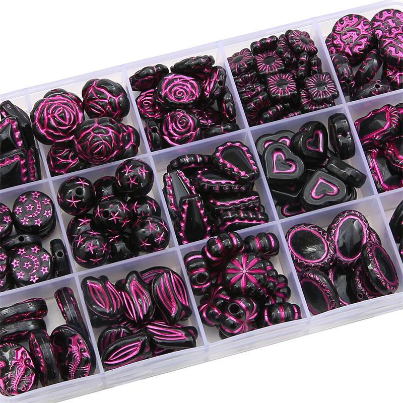 Acrylic Exquisite Gold Painted Beads Tulip Flower Heart Angel Styles Charms Beads for Necklace Bracelet Earring DIY Jewelry Craft Making